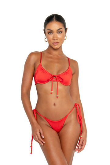 nora top anguria red underwired adjustable bikini top