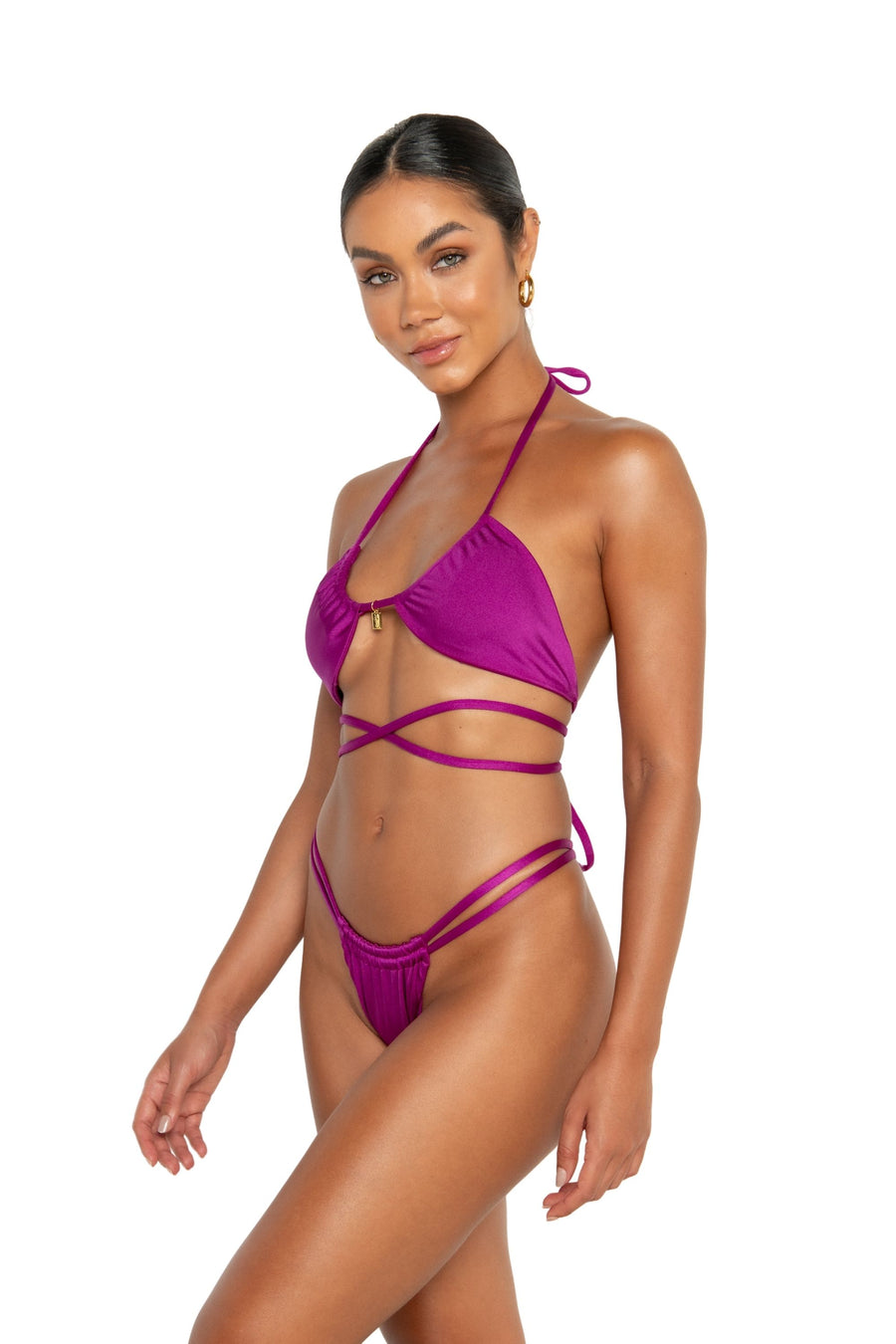 sicily bottoms iris purple double strap bikini bottoms