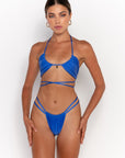 SICILY AZURE - HALTER BIKINI TOP