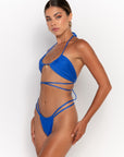 SICILY AZURE - HALTER BIKINI TOP