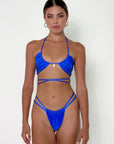 SICILY AZURE - HALTER BIKINI TOP